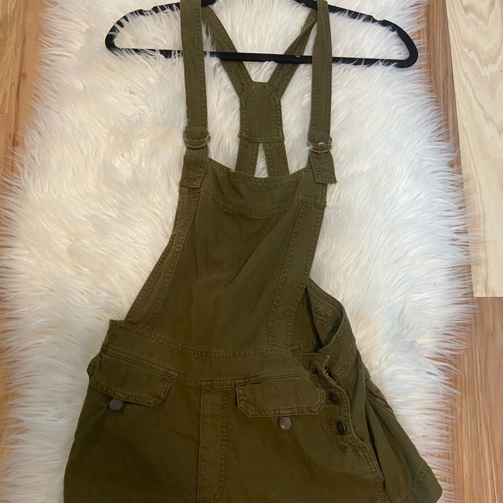 Free people overall shorts in army green
